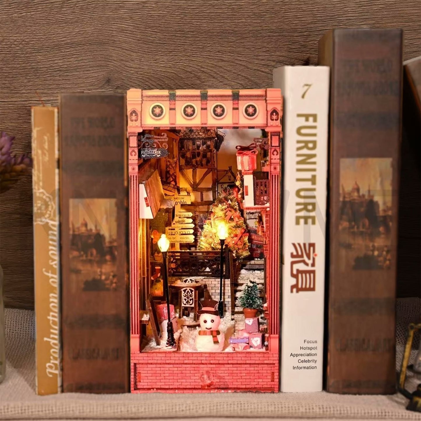 Book Nook Bustling Street Scene Wooden