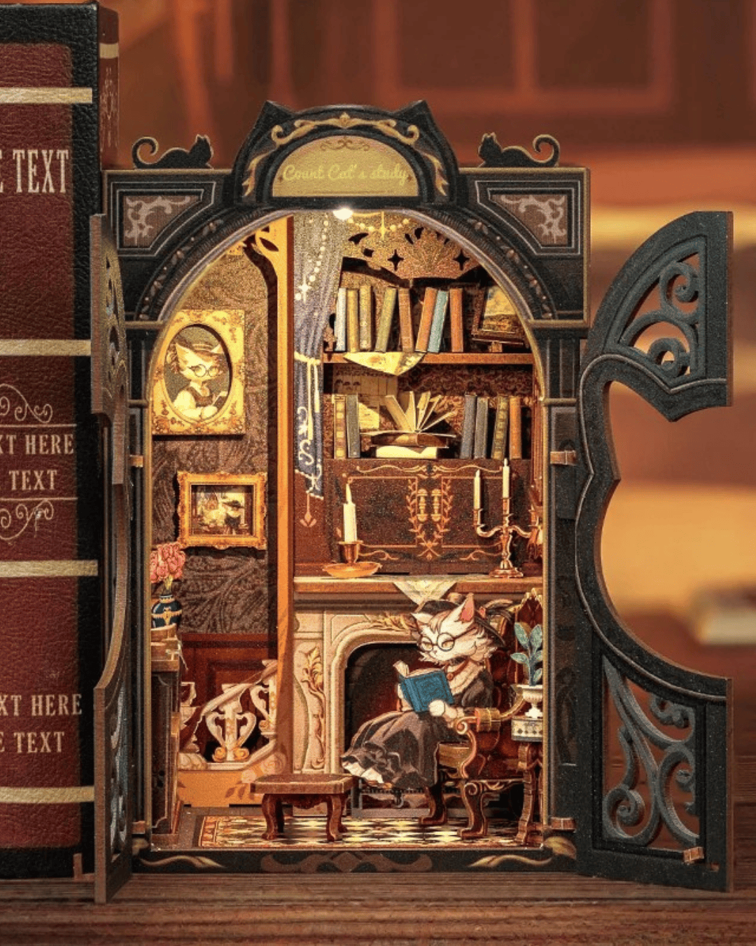 Book Nook Count Cat study