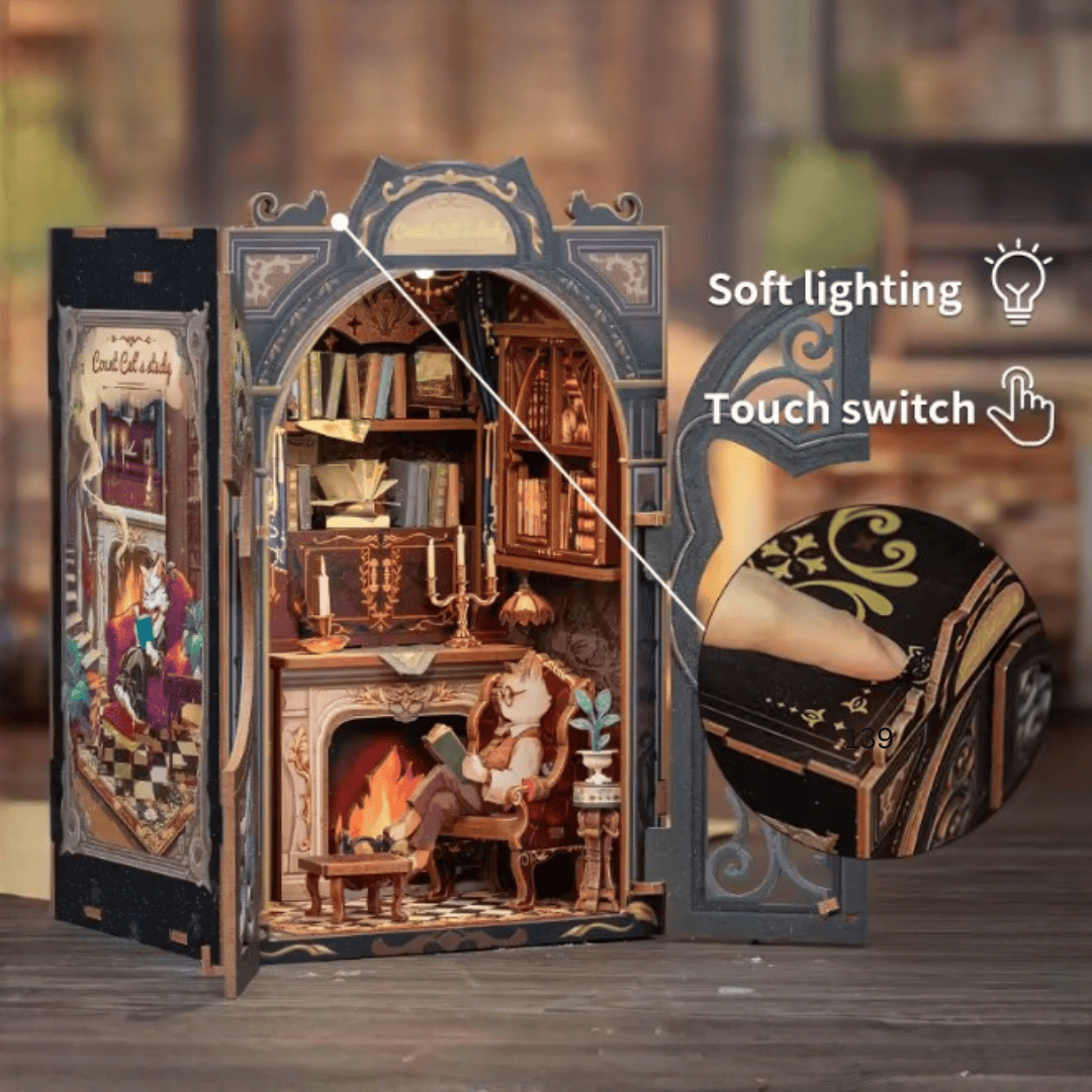 Book Nook Count Cat study