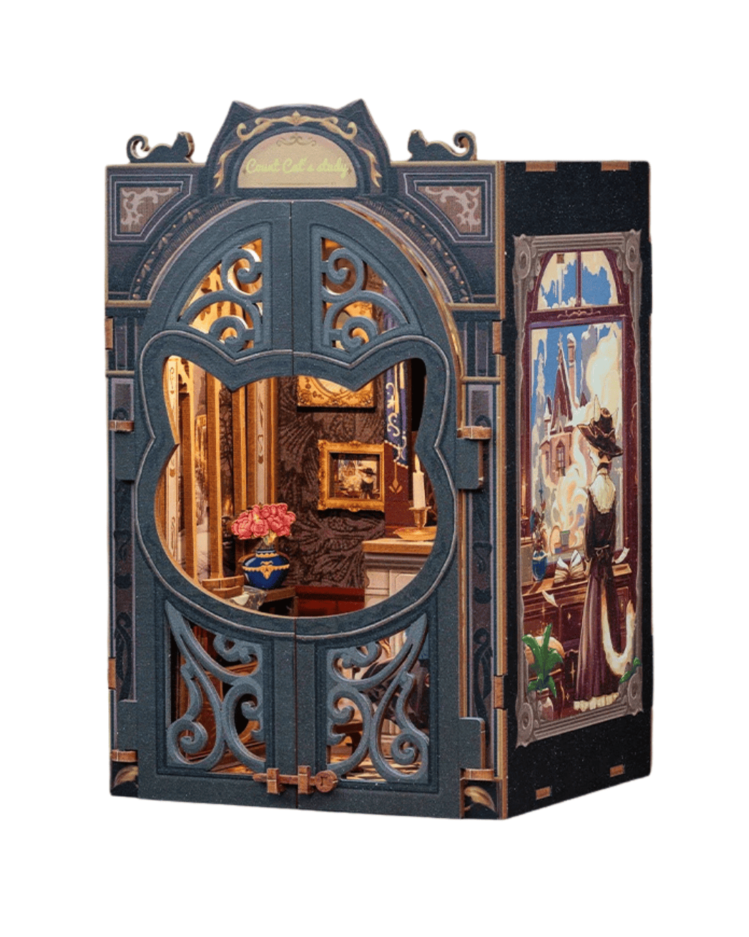 Book Nook Count Cat study