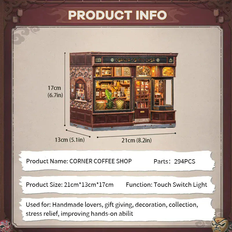 Maison Miniature Corner Coffee Shop